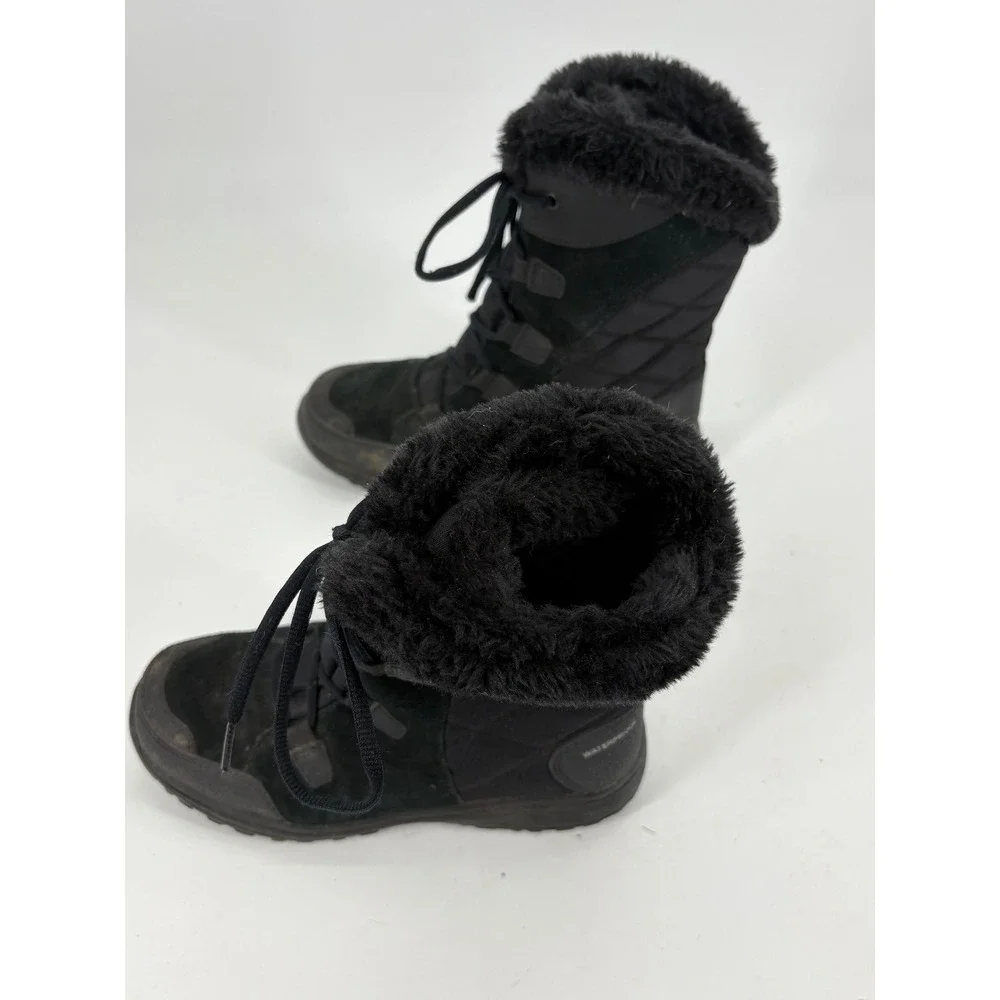 Columbia Minx Mid II Womens Size 7 Wide Winter Boots Black‎ Waterproof Faux Fur